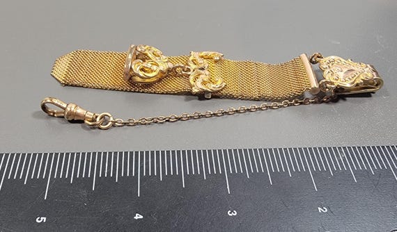 Antique watch fob gold tone chain seal