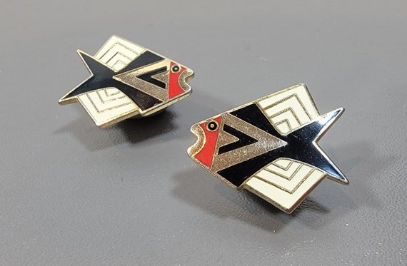 Laurel Burch earrings enamel pierced vietnamese fish