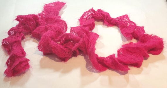 Pink scarf knitted boa wool vintage