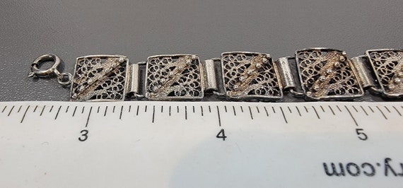 Filigree bracelet sterling silver square links - image 3