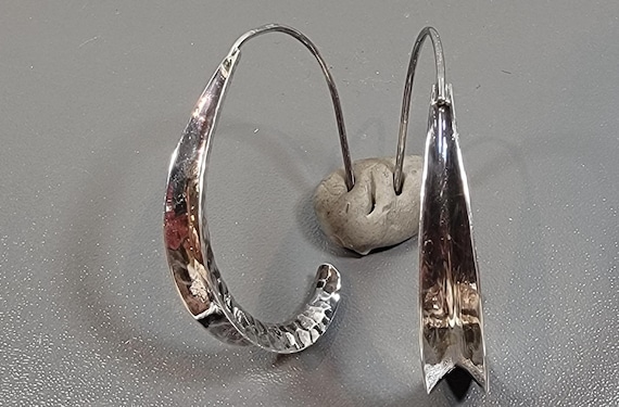 sterling silver earrings large hammered hoops