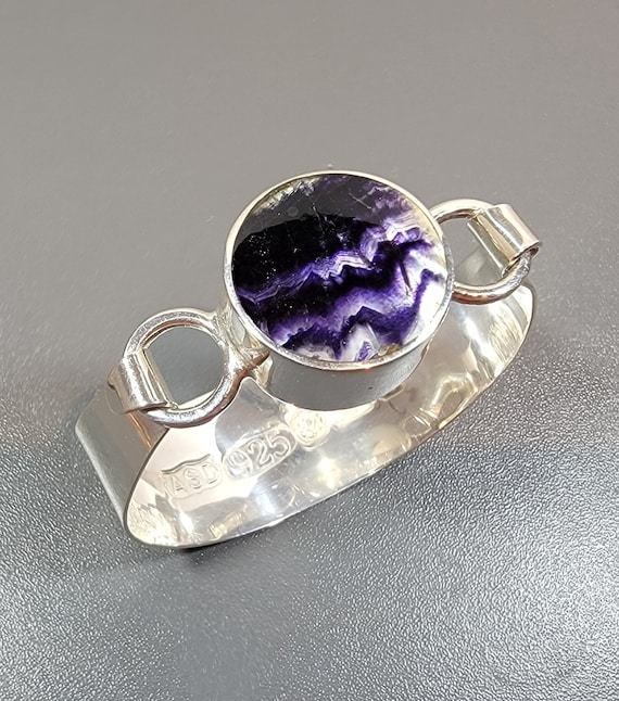 purple blue john bracelet sterling silver