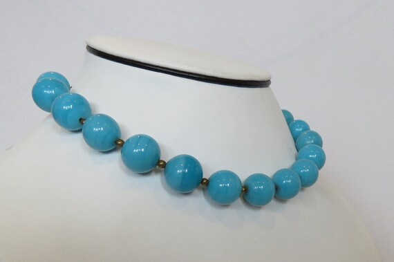 glass bead necklace Turquoise beads adjustable choker vintage