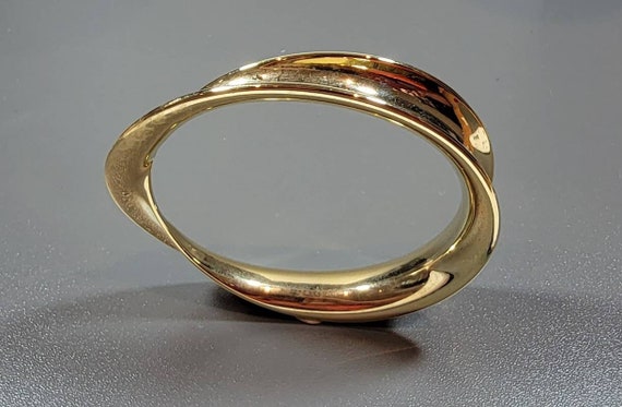 gold tone bangle bracelet modernist minimal design - image 6