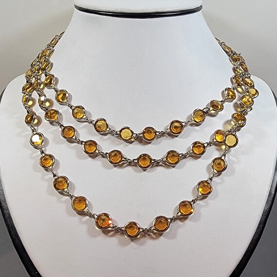 bezel necklace long topaz color strand Swarovski … - image 9