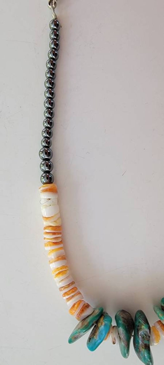 boho necklace shell pendant colorful inlay hemati… - image 7