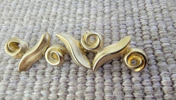 bold sterling brooch nineties abstract gold gilt - image 2