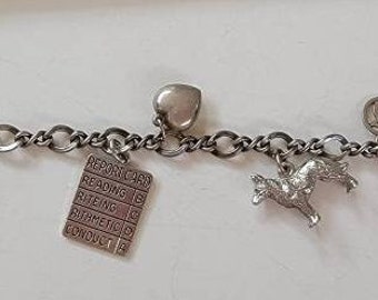 charm bracelet sterling silver chain bracelet multiple charms
