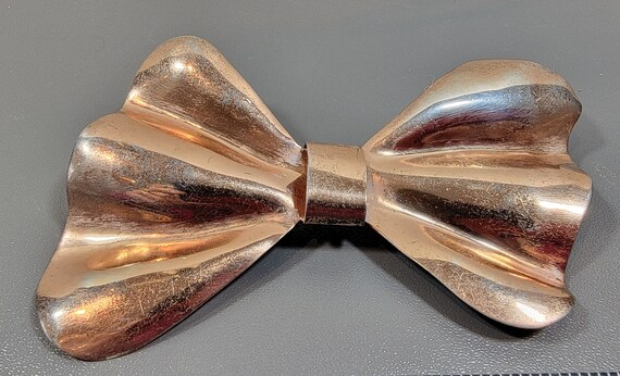 bow brooch sterling silver large vintage Romantic