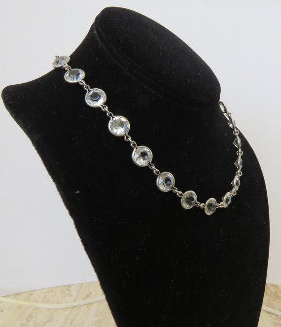 rhinestone necklace clear sterling silver bezel H… - image 6