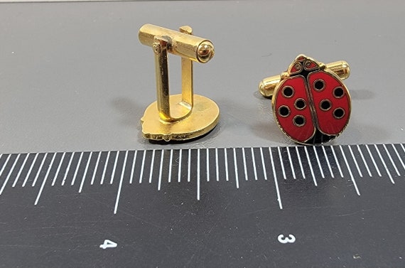 ladybug cufflinks red black enamel bug cufflinks - image 2