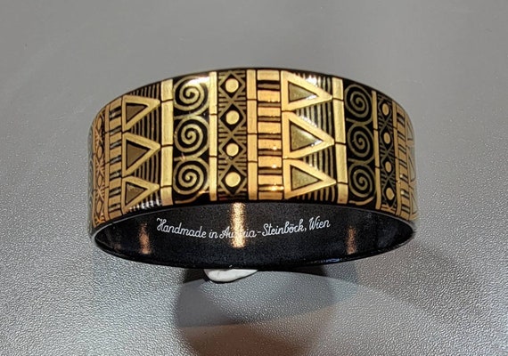 enamel bangle klimt style design black and gold enamel austria