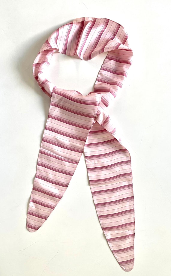 Striped Pink Silk Scarf: Skinny Headband, Neck Cravat twilly