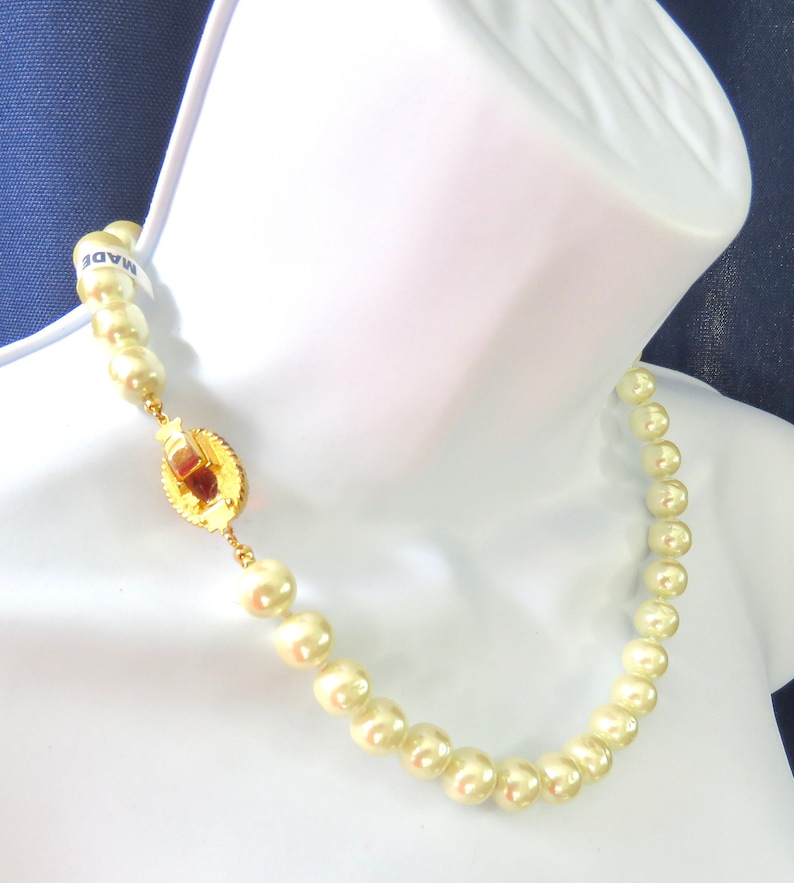 Pearl necklace art glass clasp nos Japanese baroque glass pearls
