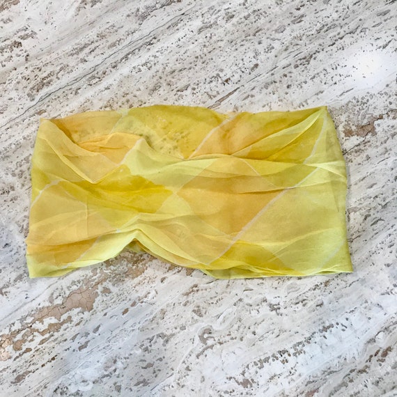 yellow vera silk chiffon infinity scarf vintage e… - image 1
