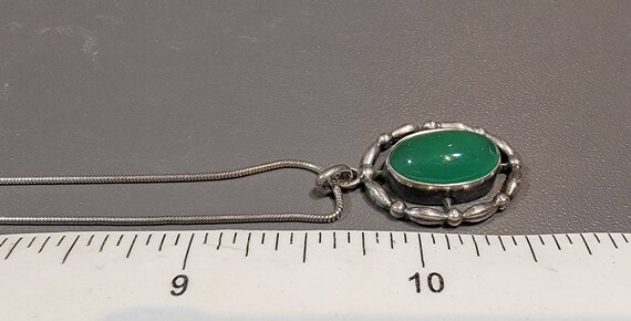 Chrysoprase pendant sterling silver oval cabochon… - image 3