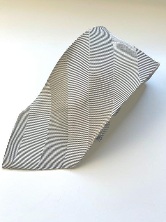 Sulka tie Silk Hand made necktie Elegant Black and White Stripes Mid Century Modern tie