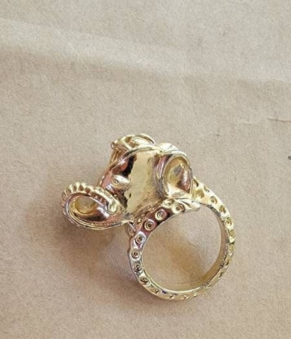 elephant ring gold plated small good luck charm - image 1