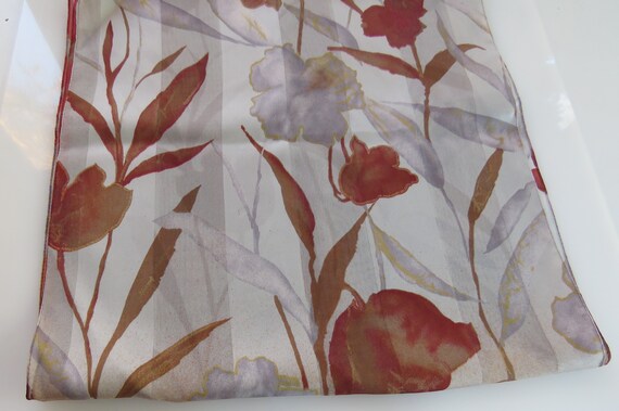 Floral Silk Sheer Scarf Modern Florals in Earth T… - image 5