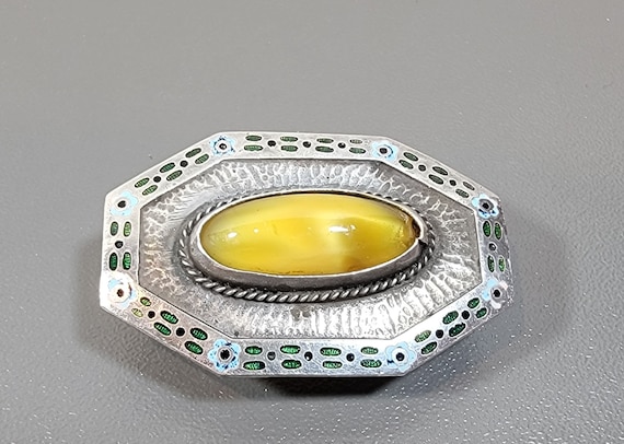 hermann haussler theodore fahrner brooch silver enamel