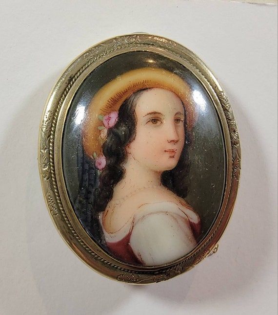 austrian porcelain brooch victorian lovely lady hi