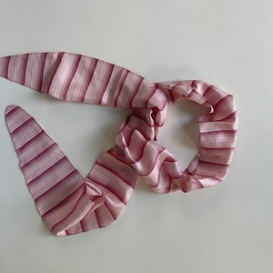Striped Pink Silk Scarf: Skinny Headband, Neck Cravat