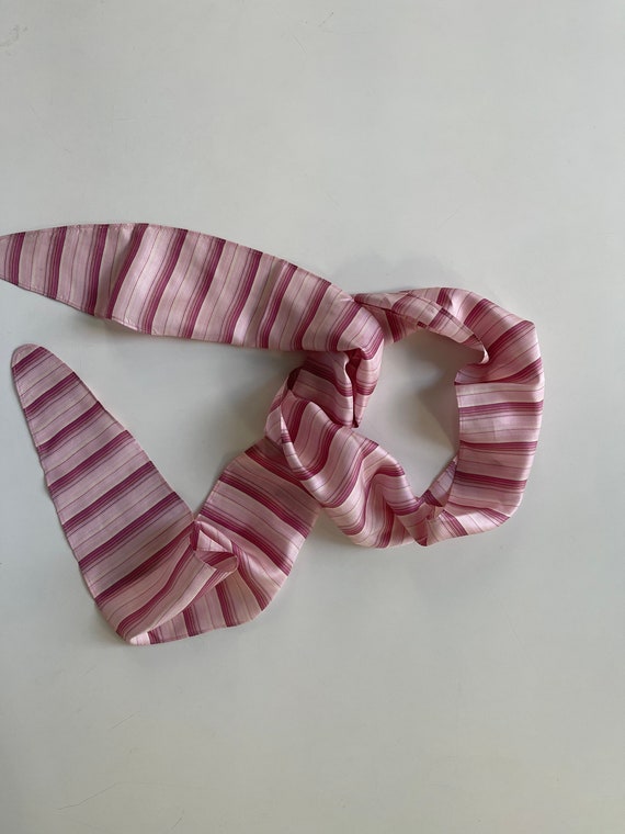 Silk Scarf Pink Stripes Narrow Oblong Headscarf Po
