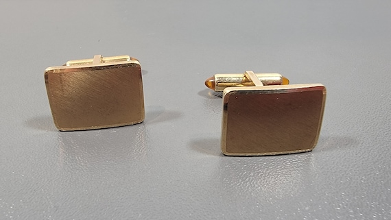 krementz cufflinks gold tone metal rectangular room for monogram