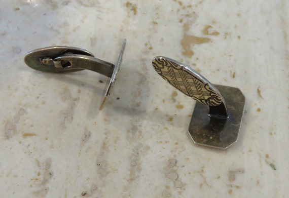 cufflinks floral silver Edwardian Pivot link - image 2