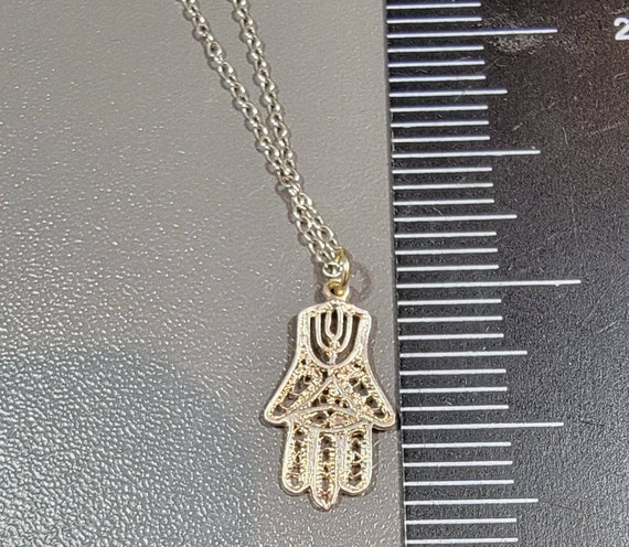 hamsa hand pendant filigree sterling silver hand … - image 3