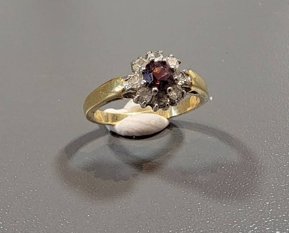 halo ring purple stone vintage costume jewelry