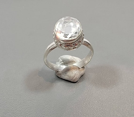 crystal ring solitaire sterling silver vintage je… - image 4