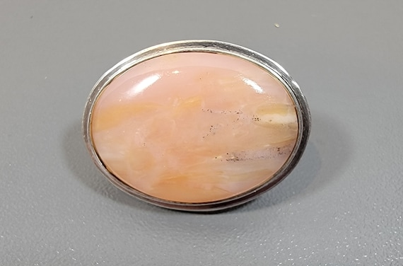 rose quartz brooch Scottish Pebble Jewlery Oval sterling silver antique Victorian