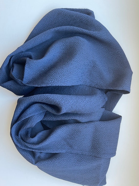 Blue silk scarf Long Dark with Pebble Texture Blu… - image 1