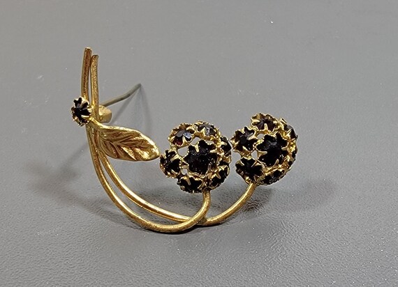 Austrian rhinestone brooch  garnet glass flowers