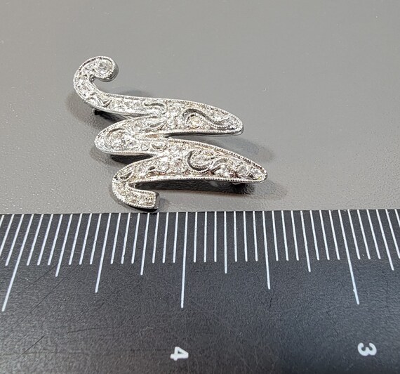 brooch initial pin letter M cursive script monet … - image 3