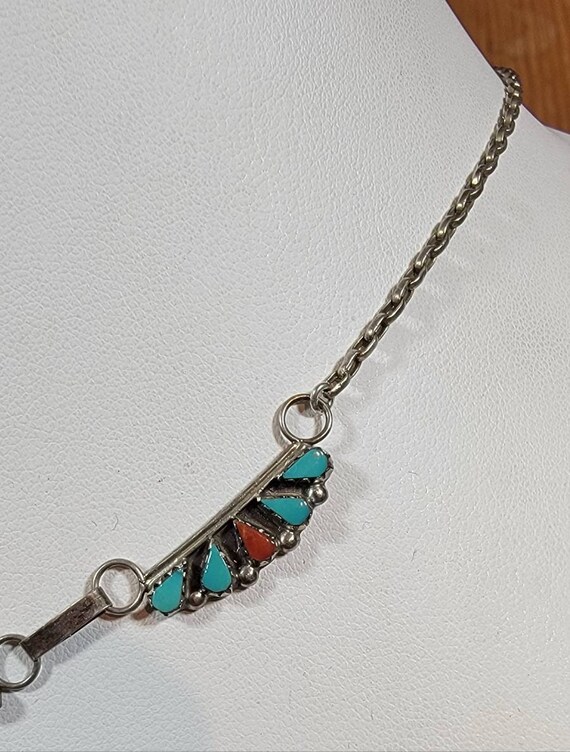 Turquoise necklace coral handmade zuni - image 6