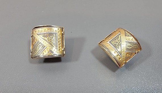 spanish Damascene earrings square shape souvenir toledo