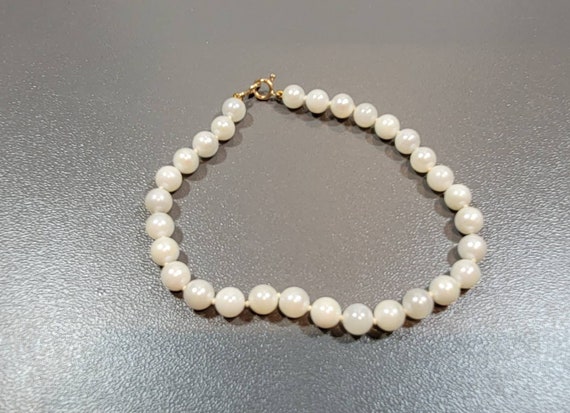 pearl bracelet 14 karat yellow gold spring ring vintage