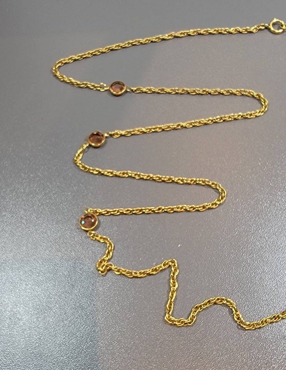 topaz station necklace golden rope chain glass be… - image 5