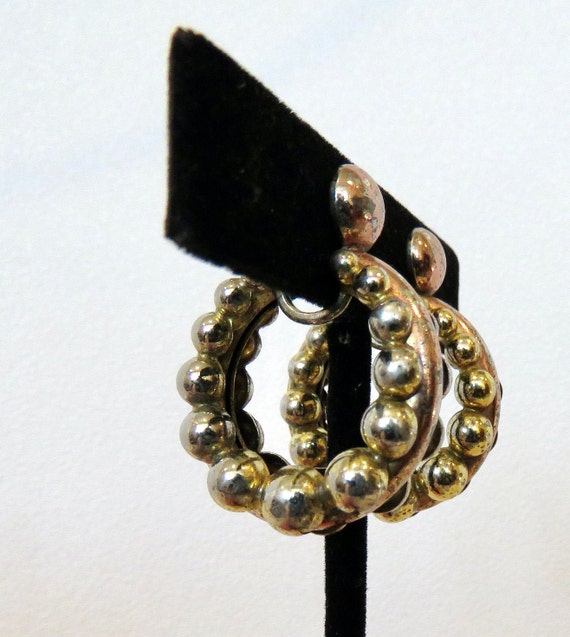 Hoop earrings Sterling silver Monet rose yellow g… - image 3