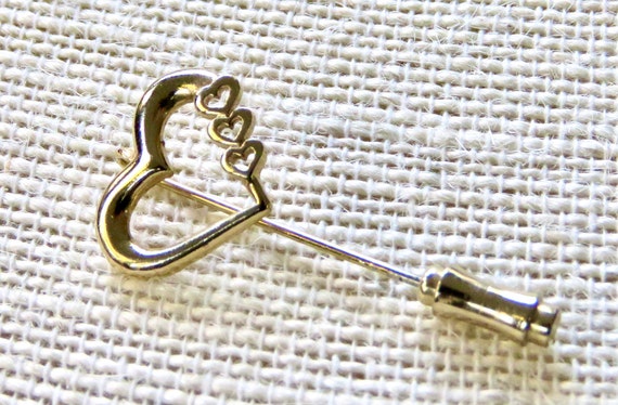 heart brooch stick pin  open heart vintage romant… - image 3