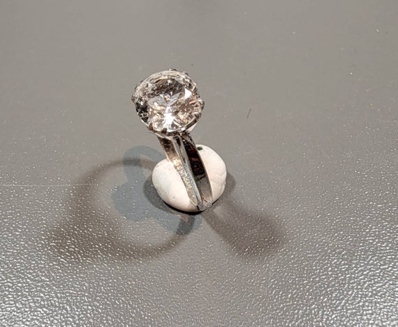 rhinestone engagement ring sterling silver solitaire Uncas
