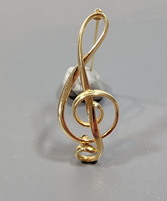 treble clef brooch music symbol gold tone shiny - image 6