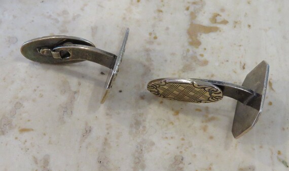 cufflinks floral silver Edwardian Pivot link - image 3