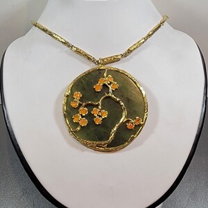 swoboda necklace bold pendant Sakura gold tone chain