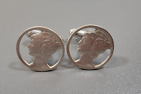 mercury dime cufflinks vintage silver cufflinks - image 6