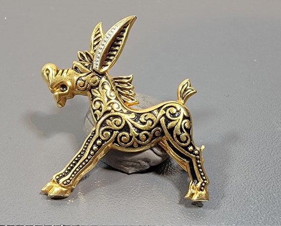 damascene donkey burro brooch spanish souvenir toledo