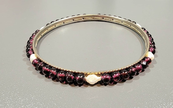 garnet bead bracelet large size baroque pearls bangle
