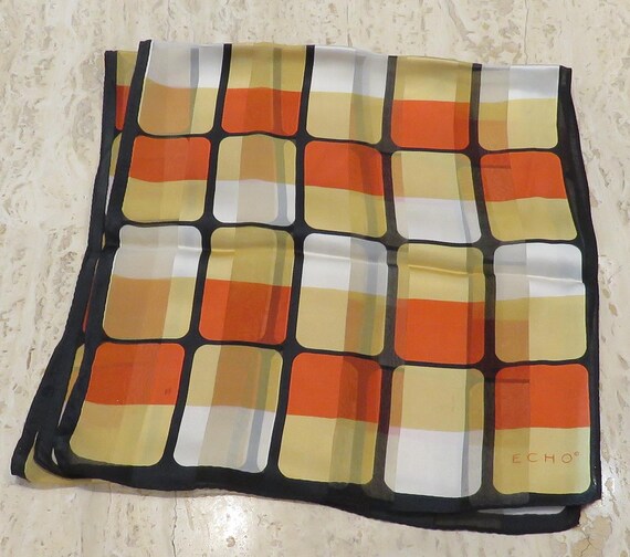 Echo Silk Scarf Oblong Sunny Orange Yellow Color Block Design